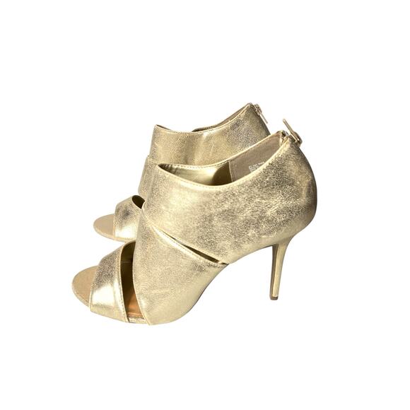 FIONI Gold Slip On Back Zip Sandal Heels Size 11 - Picture 3 of 9